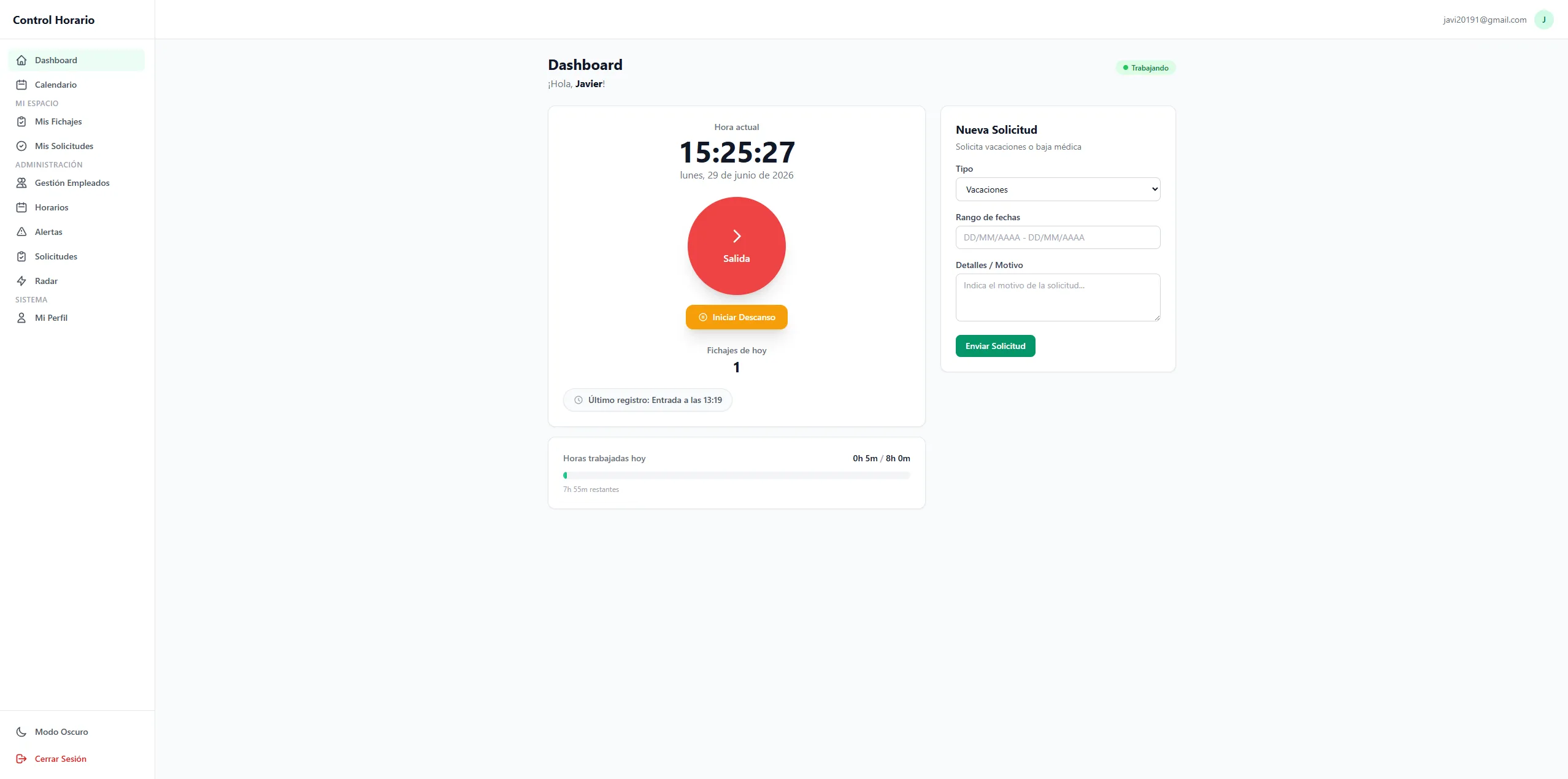 Captura de ERP Multitenant - Control Horario v2.0