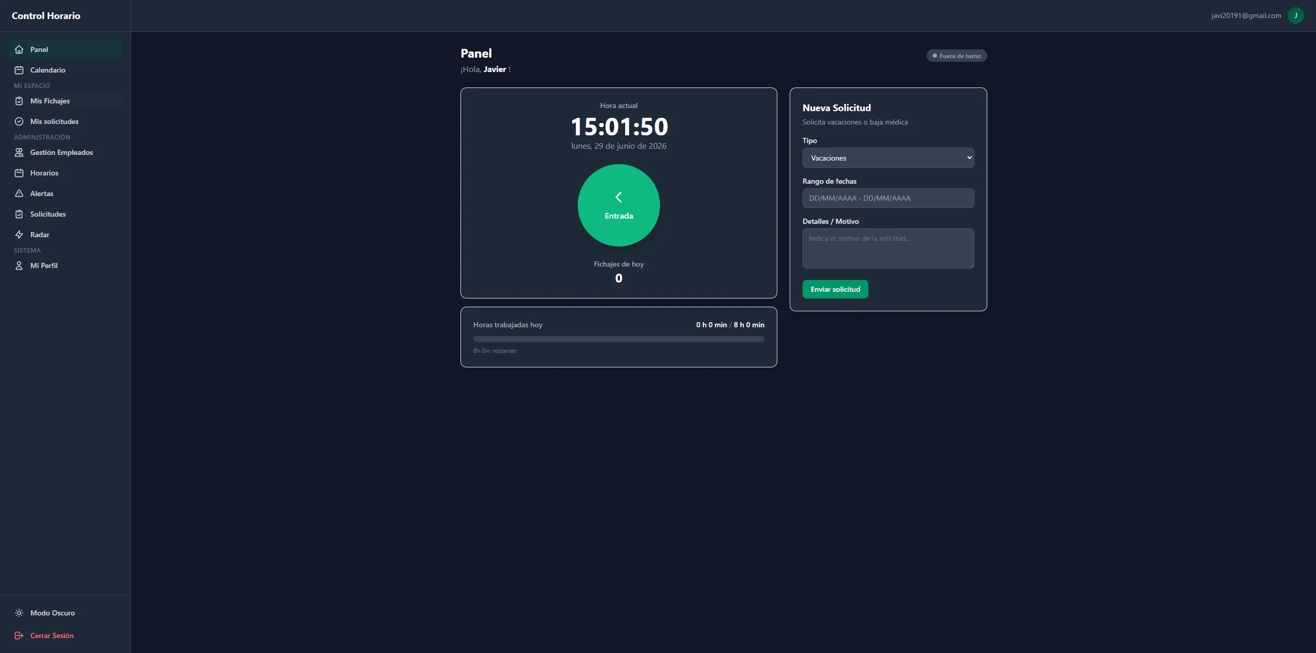 Captura de ERP Multitenant - Control Horario v2.0